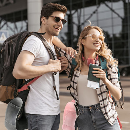 urnexttour Neck Pillow Airplane-2 Pack Memory Foam Travel Pillow, Soft Support Travel Neck Pillow for Travelling, Sleeping Rest, Car, Train and Home Use (Grey&Pink)