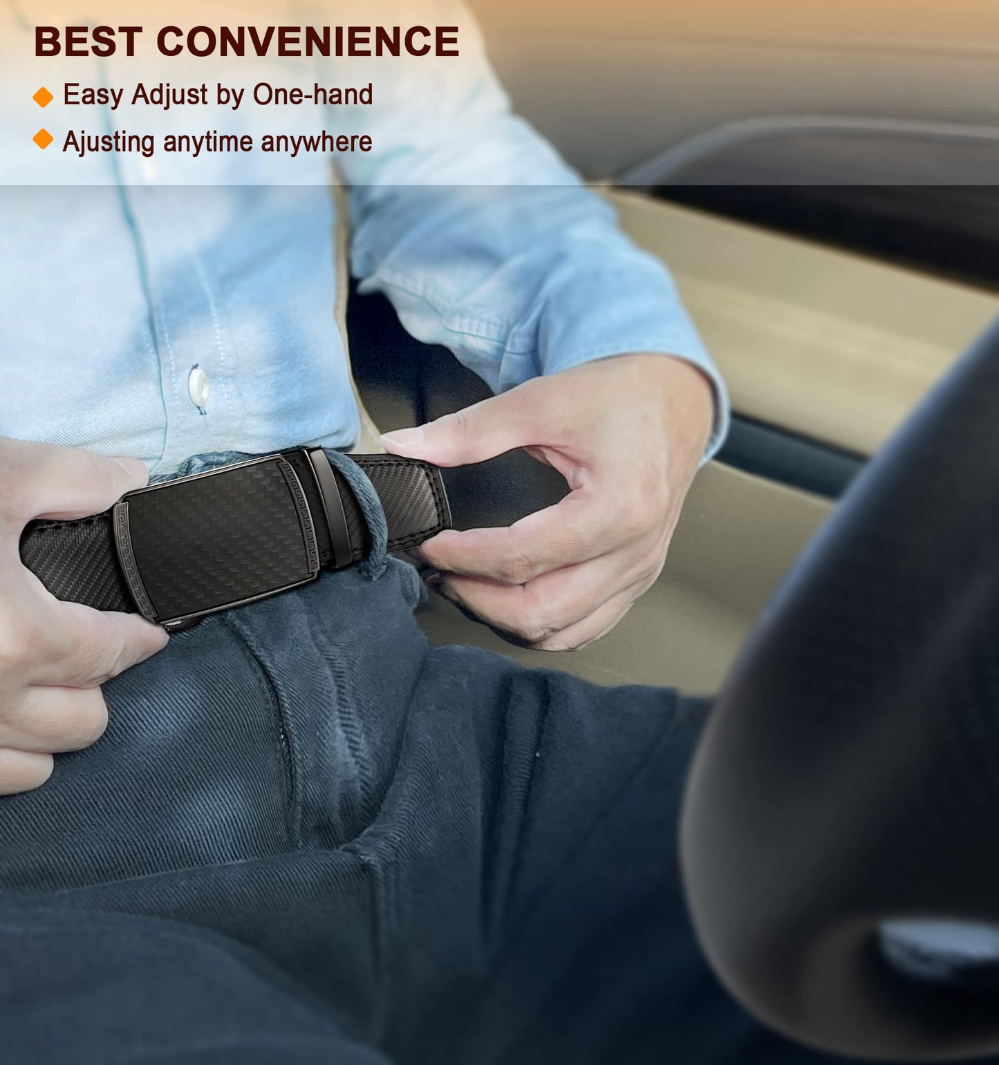 BULLIANT Men's Belt, Slide Ratchet Belt For Gift Men Dress Pant Shirt Oxfords,Trim To Fit(Black,30"-36" Waist Adjustable)