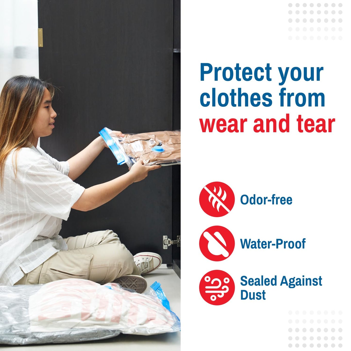 6 Pack Large Vacuum Storage Bags for Comforters, Blankets & Clothes – Vacuum Sealed Compression Bags with Hand Pump – Space Saver Storage Bags for Bedding, Moving, Travel & Organization