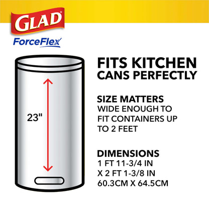 Glad ForceFlex Tall Kitchen Drawstring Trash Bags, 13 Gal, Fresh Clean, 80 Ct (Package May Vary)