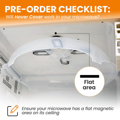 HOVER COVER Magnetic Splatter Cover, 12-Inch Clear BPA-Free Food Lid, Vented Plate Guard with Steam Vents, Anti-Splash Microwave Lid, Dishwasher Safe, Space-Saving Magnetic Storage - Onyx Black