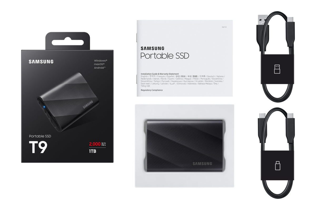 SAMSUNG T9 Portable SSD 4TB, USB 3.2 Gen 2x2 External Solid State Drive, Seq. Read Speeds Up to 2,000MB/s for Gaming, Students and Professionals,MU-PG4T0B/AM, Black (pack of 1)