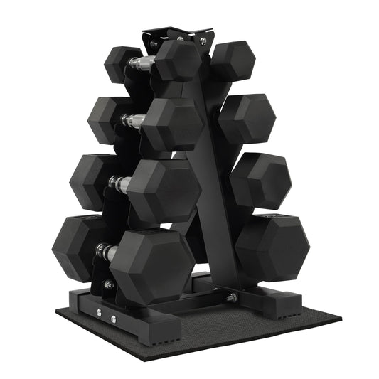 Fitvids Dumbbell Set with Rack, Rubber Coated Hex Dumbbell Weights in 100lbs, 5, 10, 15, 20lbs Pair