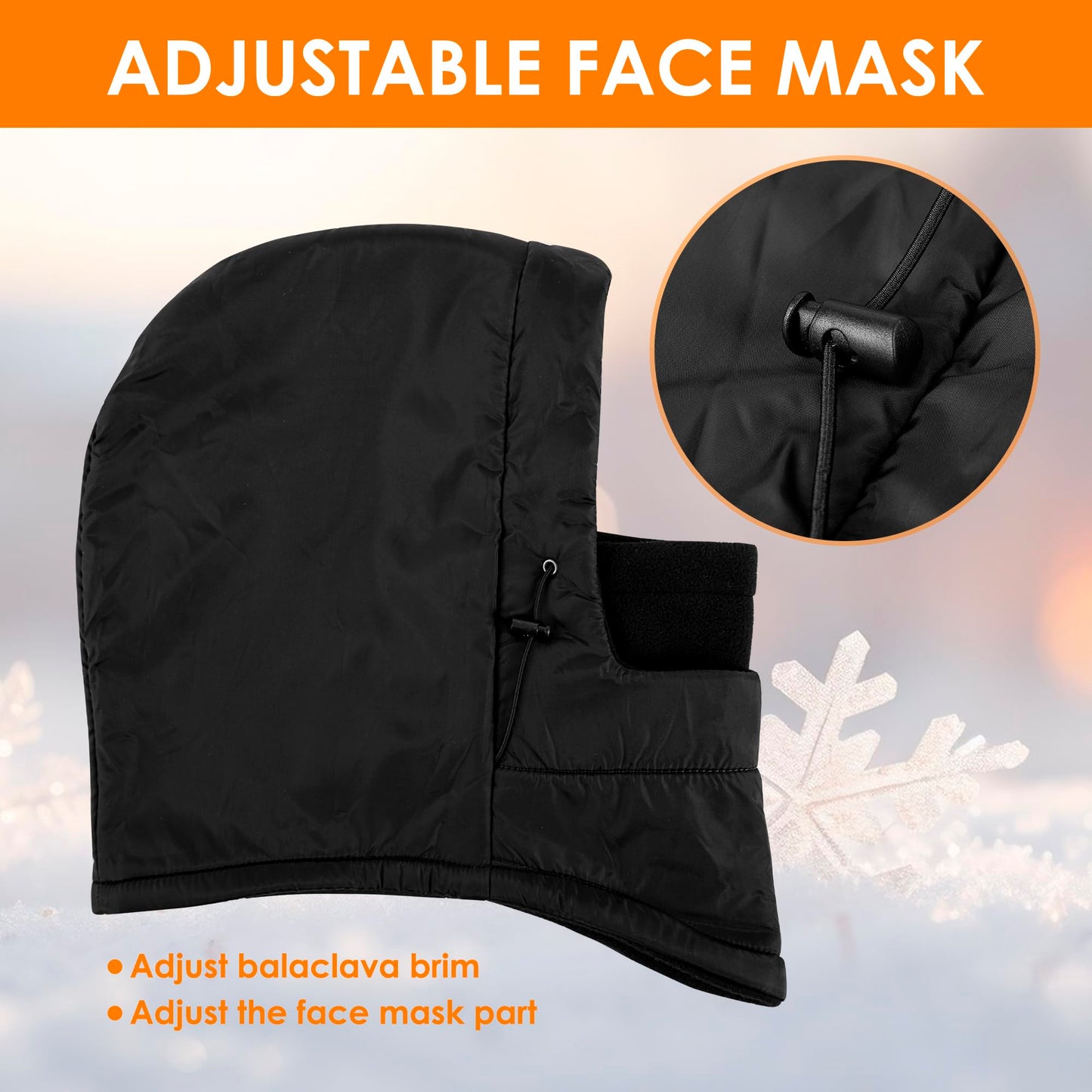 Balaclava Ski Mask Fleece Lining Windproof Warm Adjustable Thermal Winter Cold Weather Face Mask for Men Women White