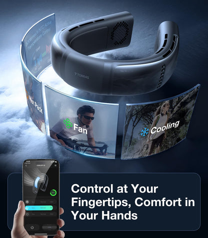 TORRAS COOLiFY 2S Neck Fan [2025 Upgraded], 28H Extended Battery Life, Neck Fans that Blow Cold Air, Neck Air Conditioner, Cooling Neck Fan for Work, Hiking, Travel. Gifts for Men, Women, Black