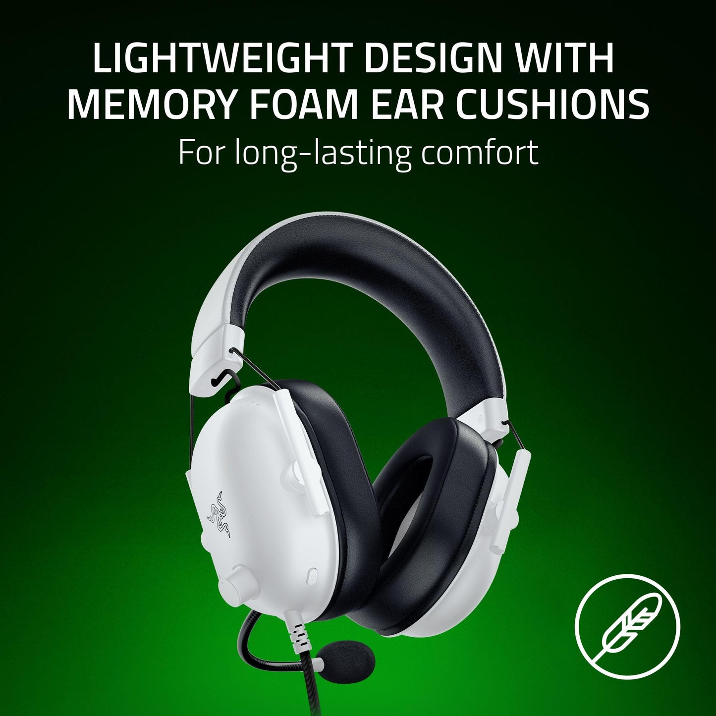 Razer BlackShark V2 X Xbox Gaming Headset: 50mm Drivers - Cardioid Mic - Lightweight - Comfortable Noise Isolating Earcups - for Xbox Series X, Series S, PS5, PC, Switch via 3.5mm Audio Jack - White