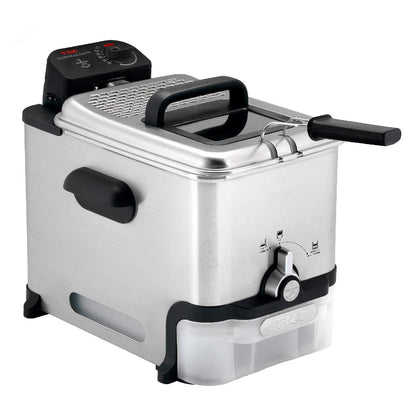 T-fal 3.5L Stainless Steel Deep Fryer with Basket for Home Use, 1700W, Deep Fryer with Oil Filtration, Temp Control, Digital Timer