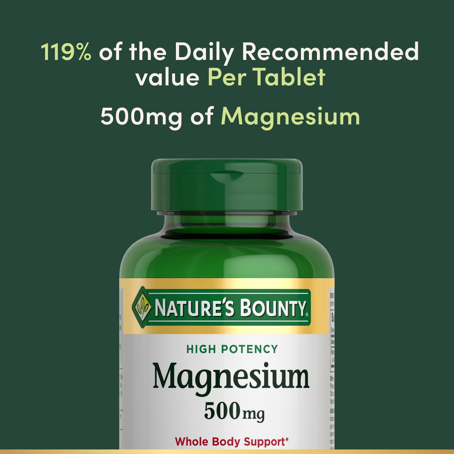 Nature's Bounty Magnesium Supplements - Magnesium 500 Mg Tablets for Bone & Muscle Health, 200 Count (Pack of 1)