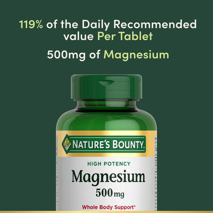 Nature's Bounty Magnesium Supplements - Magnesium 500 Mg Tablets for Bone & Muscle Health, 200 Count (Pack of 1)