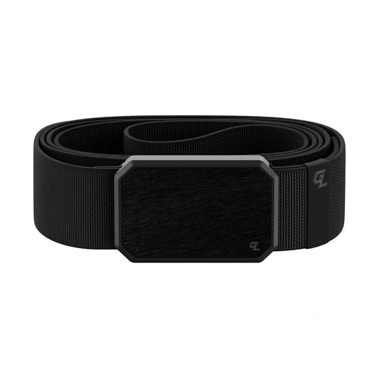 Groove Life Groove Belt Black/Black - Men's Stretch Nylon Belt with Magnetic Aluminum Buckle, Lifetime Coverage - Large (37-40")
