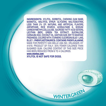 Mentos Pure Fresh Sugar-Free Chewing Gum with Xylitol, Wintergreen, Bulk, 50 Count ( Pack of 6)