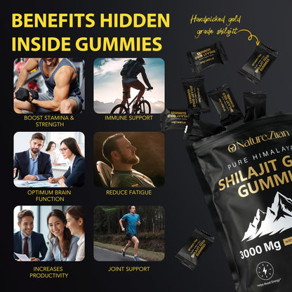 O NATURE . ZIRAN Shilajit Gummies for Men & Women - Shilajit Gold Gummies Rich in Ashwagandha, Gokshura with 85+ Minerals, Authentic Flavor, 100% Natural, 80 Gummies