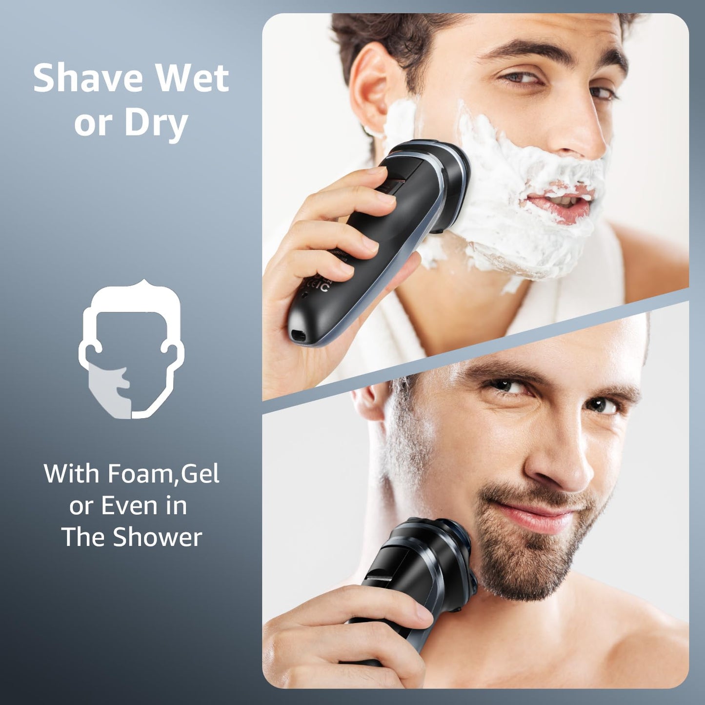 GDKLXL Rechargeable Electric Razor for Men: IPX7 Waterproof Shaver - 4D Flex Precision Blades with Pop-Up Trimmer - 1.5H Fast Charge - Gentle on Sensitive Skin, Travel-Friendly