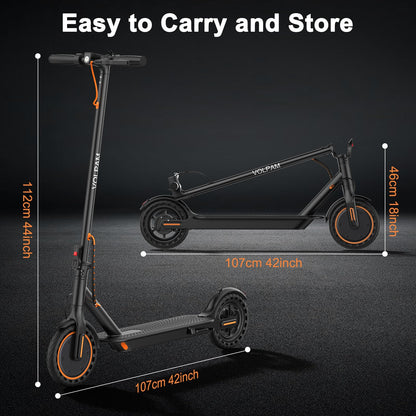 VOLPAM Electric Scooter, 350W/500W, 8.5"/10" Tires, 12/21/28 Miles Range, 16/19/22Mph, Folding E-Scooter with Dual Braking (8.5''-12Miles-350W)