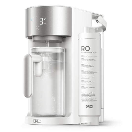 DREO Reverse Osmosis Water Filter Countertop, RO Filtration System, 3:1 Pure to Drain, TDS & Filter Life & Autofill Pitcher, Installation-Free, Self-Cleaning Water Purifier, RO Water Filter 112 3L