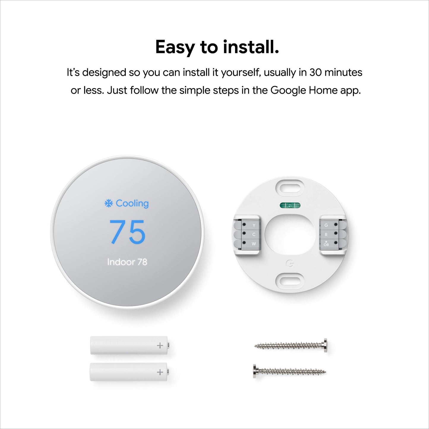 Google Nest Thermostat - Smart Thermostat for Home - Programmable Wifi Thermostat - Fog