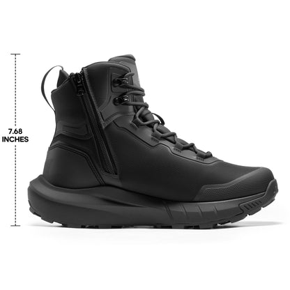 NORTIV 8 Men's Tactical Hiking Boot Lightweight Cushion Sole Boots for Work All Day Side Zipper Motorcycle Combat Military Boot Arch Support 8 Inches Terrascope,Size 9.5,Black,NMUMMT2503