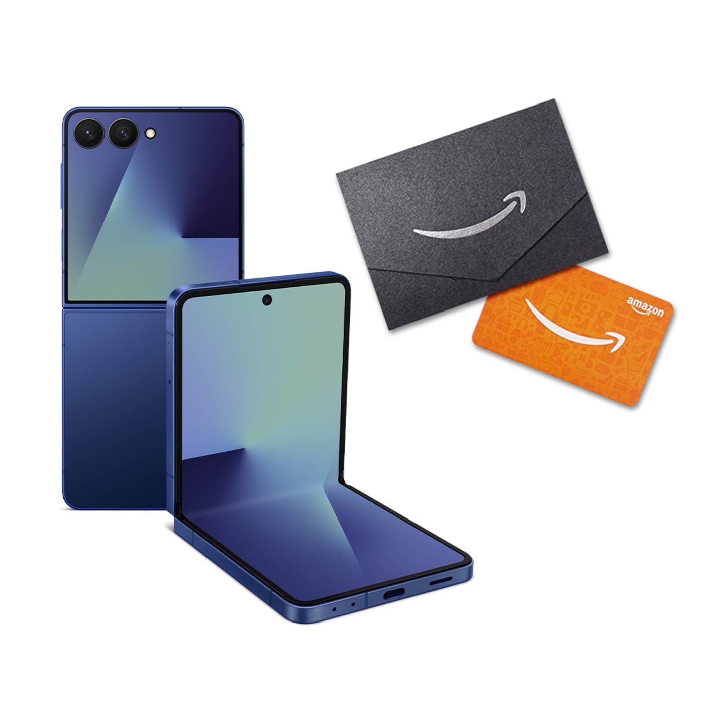 Samsung Galaxy Z Flip7 Cell Phone + Gift Card, 512GB AI Smartphone, Unlocked Android, Long Battery Life, 2025, US 1 Yr Manufacturer Warranty, Blue Shadow