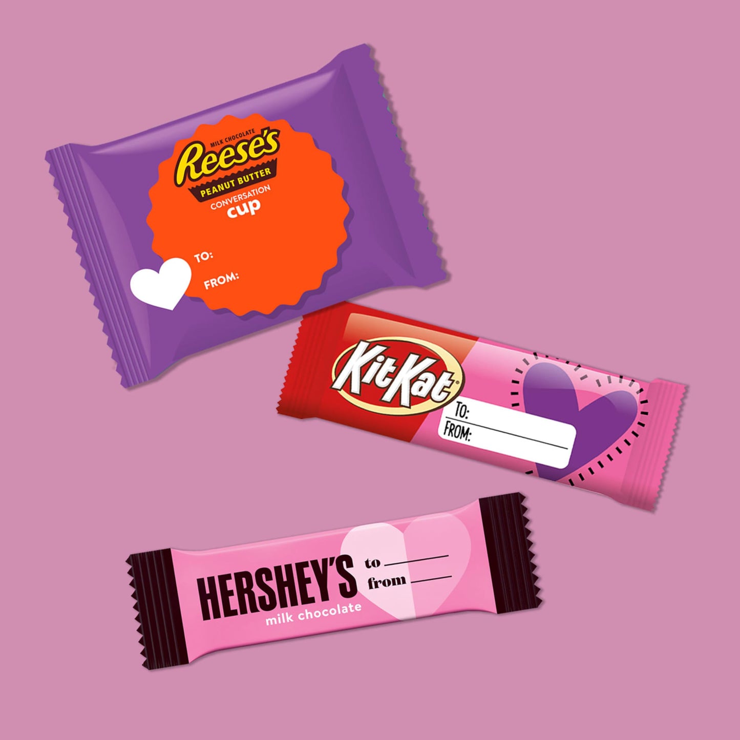 HERSHEY'S, KIT KAT and REESE'S Assorted Chocolate Snack Size, Valentine's Candy Bag, 12.47 oz (25 Pieces)