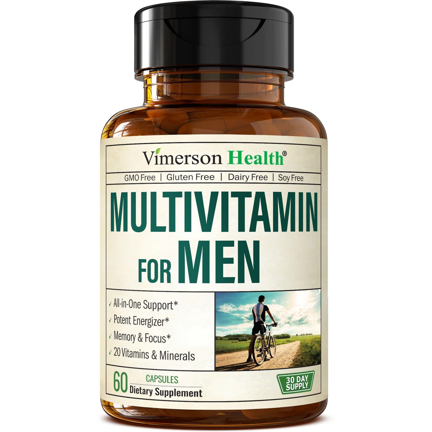 Multivitamin for Men – Essential Mens Multivitamins & Multiminerals Capsules with Vitamin B12, A, D, C, Zinc, Magnesium & More for Total Body Wellness – 20+ Key Nutrients & Vitamins for Men – 60 count