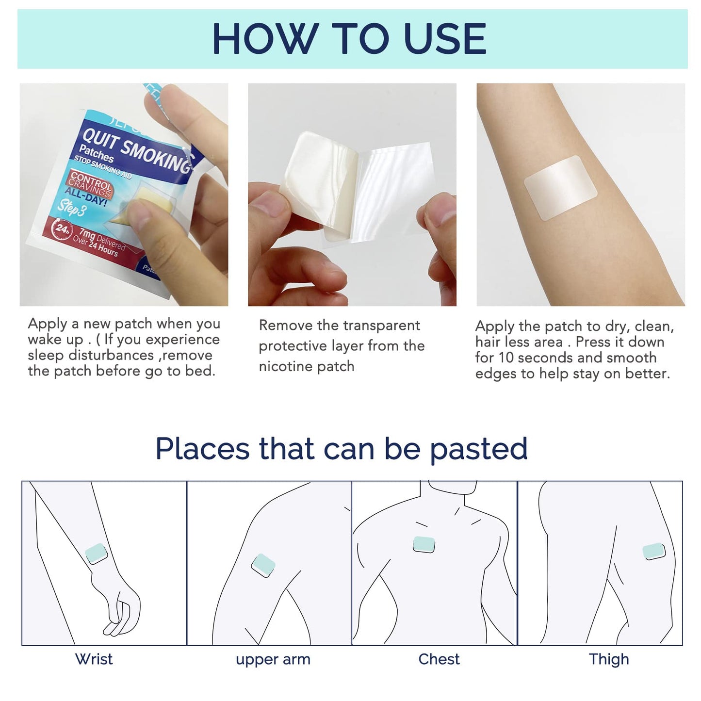 Step 3 Quit Smoking Patches, 7mg Stop Smoking Aids Patches, Easy & Effective Anti-Stickers, Helping Quit Patch, 30 Count Quit Smoking Stickers That Work with 2 Weeks