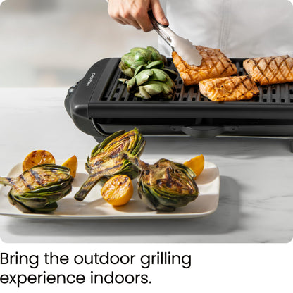 Chefman Electric Smokeless Indoor Grill w/ Non-Stick Cooking Surface & Adjustable Temperature Knob from Warm to Sear for Customized BBQing, Dishwasher Safe Removable Water Tray, Black