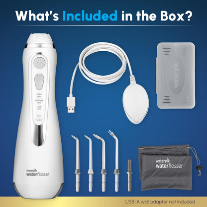 Waterpik Cordless Advanced 2.0 Water Flosser For Teeth, Gums, Braces, Dental Care With Travel Bag and 4 Tips, ADA Accepted, Rechargeable, Portable, and Waterproof, White WP-580, Packaging May Vary