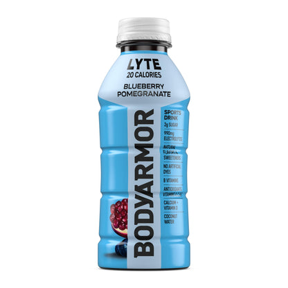 BODYARMOR LYTE Sports Drink Low-Calorie Sports Beverage, Blueberry Pomegranate, Coconut Water Hydration, Natural Flavors With Vitamins, Potassium-Packed Electrolytes, Perfect For Athletes, 16 Fl Oz (Pack of 12)