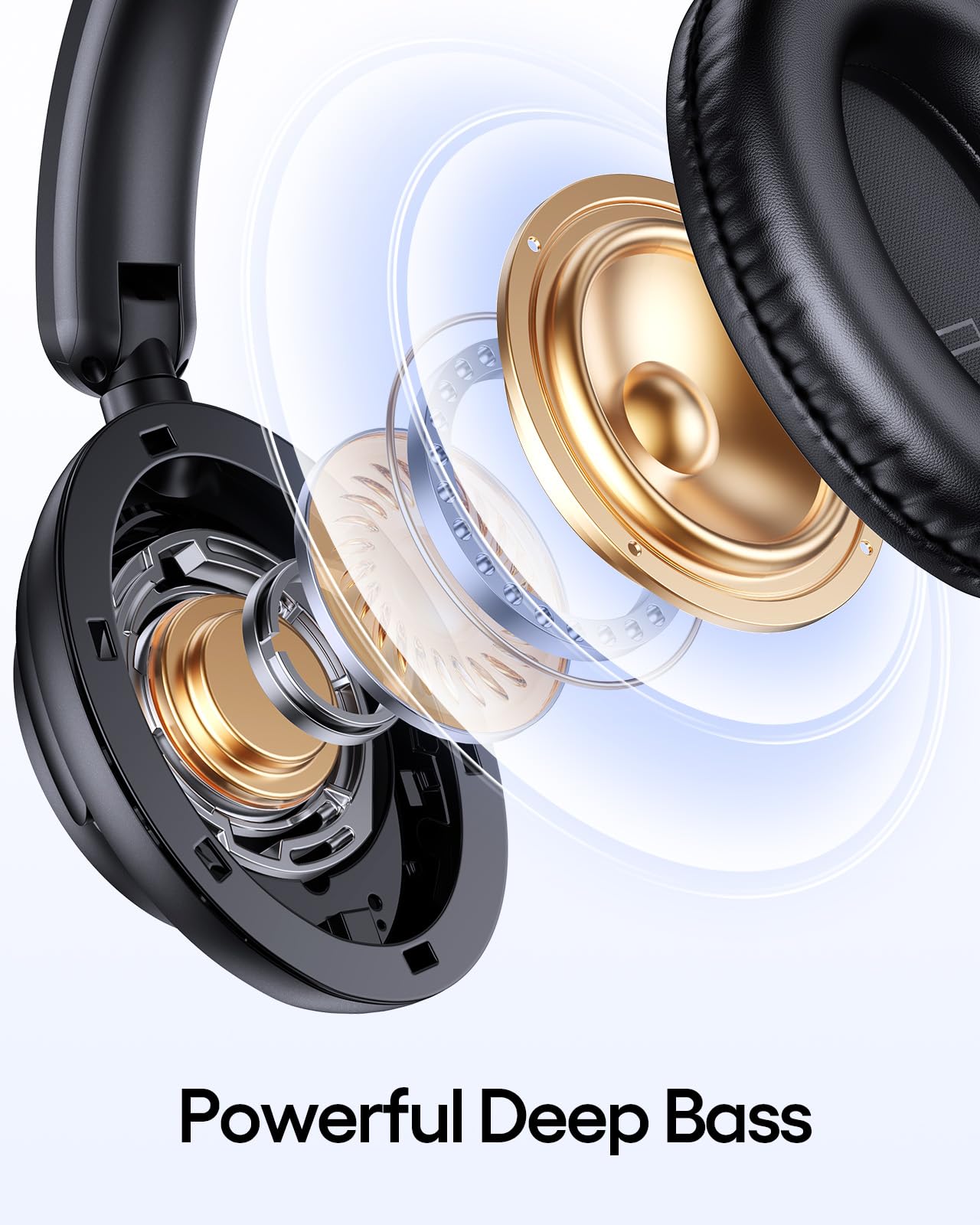TAGRY Active Noise Cancelling Headphones 100H Playtime Wireless Over Ear Bluetooth Headphones Fast Charging Earphones with Deep Bass Comfort Light Weight Headsets for Travel Home Office PC Black