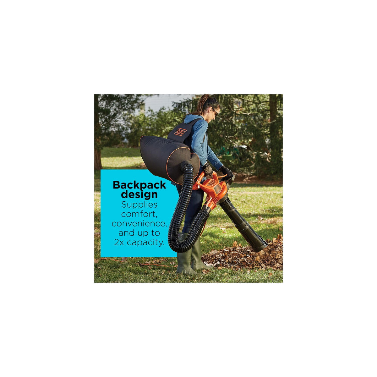BLACK+DECKER Electric Leaf Blower, Leaf Vacuum and Mulcher 3 in 1, 250 mph Airflow, 400 cfm Delivery Power, Reusable Bag Included, Corded (BEBL7000)