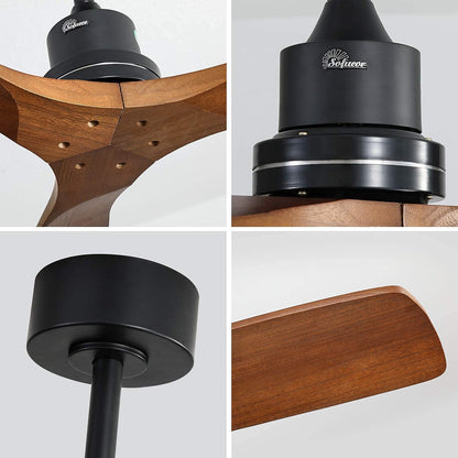 Sofucor Ceiling Fan no Lights, 52 Inch Low Profile Flush Mount Modern Wood Ceiling Fan with Remote for Indoor Farmhouse Bedroom Living Room Outdoor Patio Porch, Reversible DC Motor, Noiseless