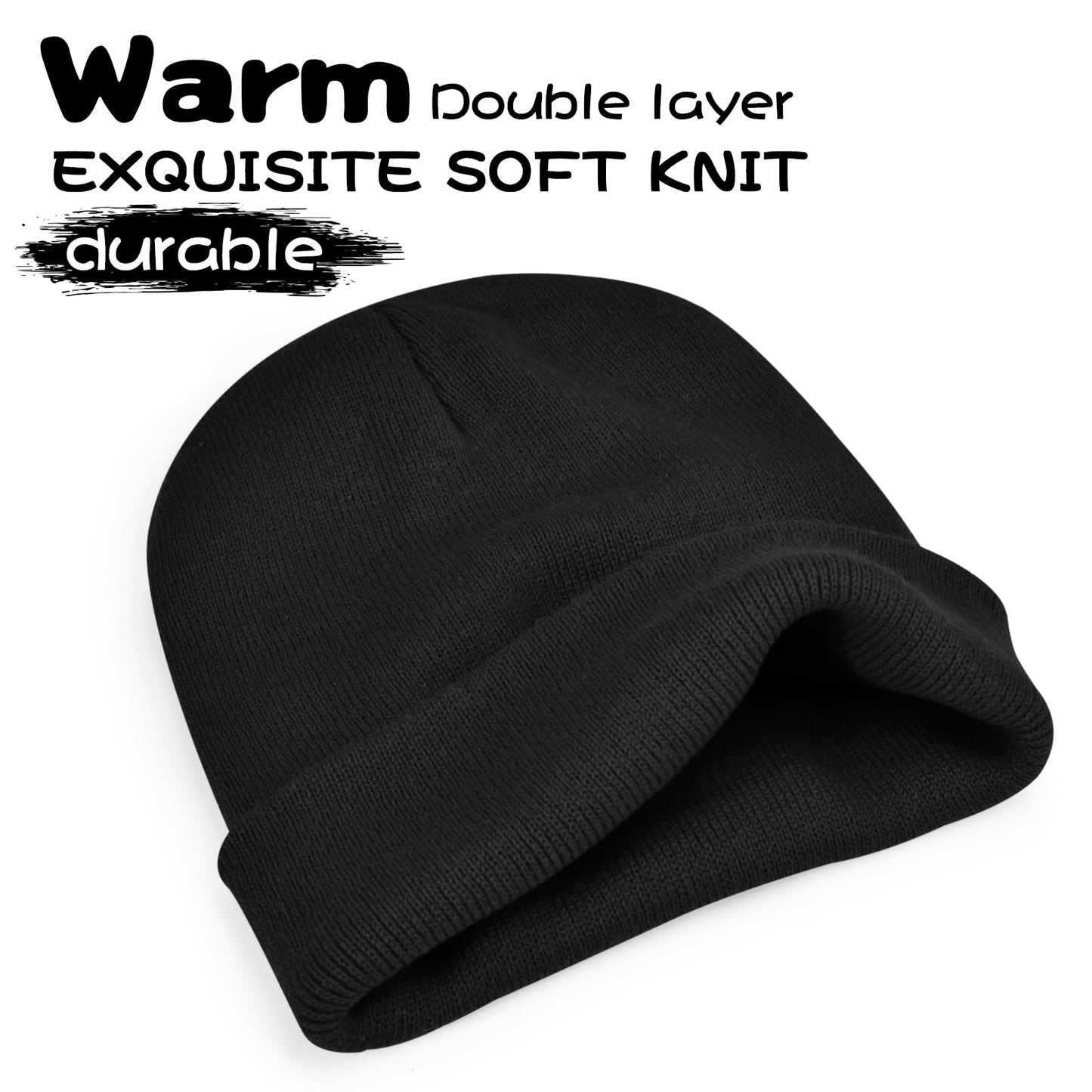 ZOORON Beanie for Men Women Warm Winter Hats Acrylic Knit Cuffed Beanie Cap Unisex Black