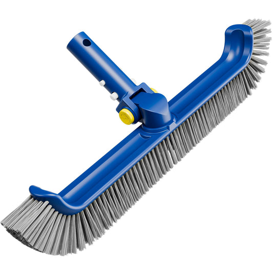 POOLAZA Pool Brush with Rotatable Handle,17.5" Pool Brush Head for Inground Pools, Above-Ground & Vinyl Pools, Heavy-duty Pool Brushes for Cleaning Pool Walls, Sturdy Pool Brush Fit Standard Pool Pole