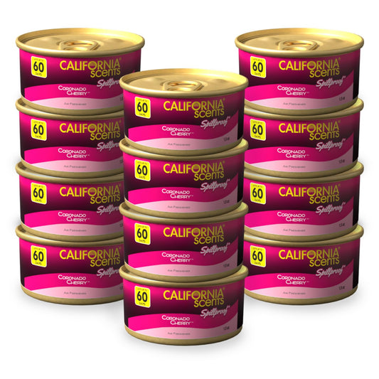 Can Air Freshener and Odor Neutralizer by California Scents, Set of 12 Spillproof Cans for Home and Car, Coronado Cherry, 1.5 Oz Each
