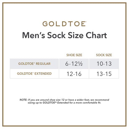 GOLDTOE Men's 656s Crew Athletic Socks, Multipairs, Black (6-Pairs), Large