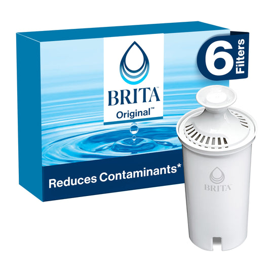 Brita Standard Water Filter for Pitchers and Dispensers, Reduces Copper, Cadmium and Mercury Impurities, Lasts Two Months or 40 Gallons, Includes 6 Filters for Pitchers