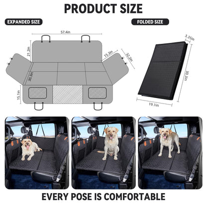 YJGF Dog Back Seat Extender for Truck,Truck Seat Cover Back Seat,Dog Hammock for Truck,Pet Seat Covers for Dogs,Hard Bottom Seat Extender for Dogs,Dog Seat Cover for F150/RAM1500/Silverado (Black)