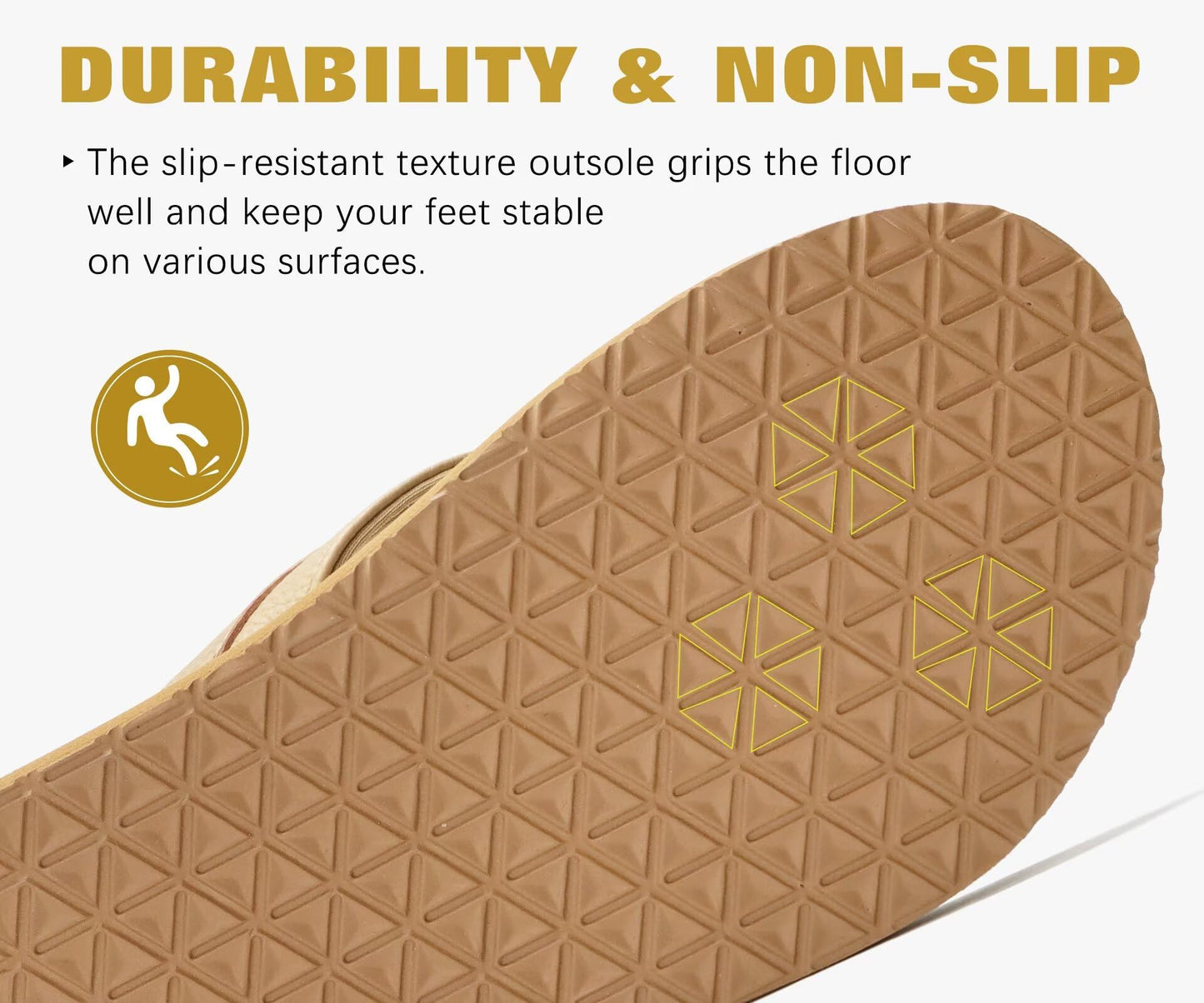 KuaiLu Men's Leather Flip Flops Arch Support Summer Beach Pool Water Thong Sandals Waterproof Rubber Walking Shoes Slip on Orthotic Casual Sport Cushioned Wide Slides Shower Slippers Apricot Size 14