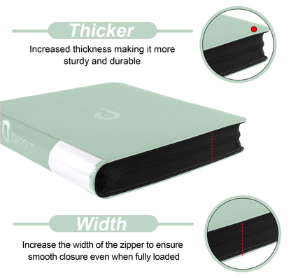 Premium Card Binder 16 Pocket - Fits 1600 Cards，4X4 Ringless Card Album with Sleeves for Trading Cards & Sports Cards（Model C，Asakusa Green）
