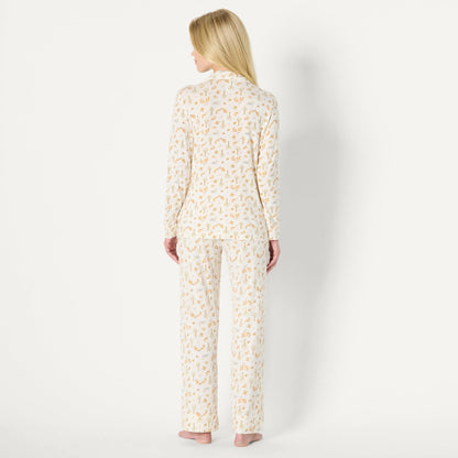 Amazon Essentials x Sofia Grainge Women's Stretch Modal Long-Sleeve and Full-Length Bottom Pajama Set, Ivory Squirrel Picnic, Large