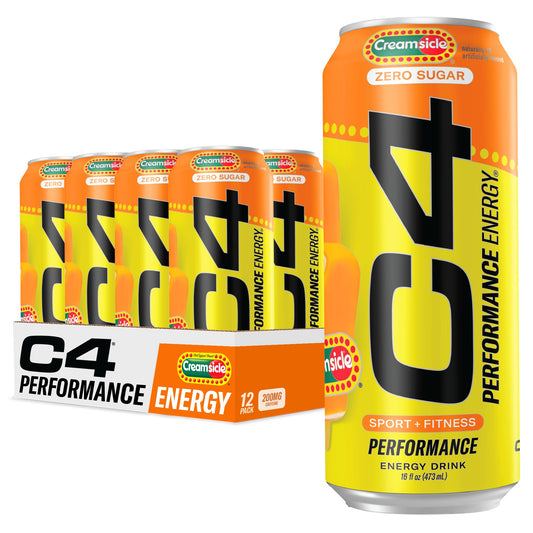C4 Performance Energy Drink | Zero Sugar Carbonated Preworkout Energy | 200mg Caffeine with Beta Alanine | Orange Creamsicle | 16 Fl Oz (12 Pack)