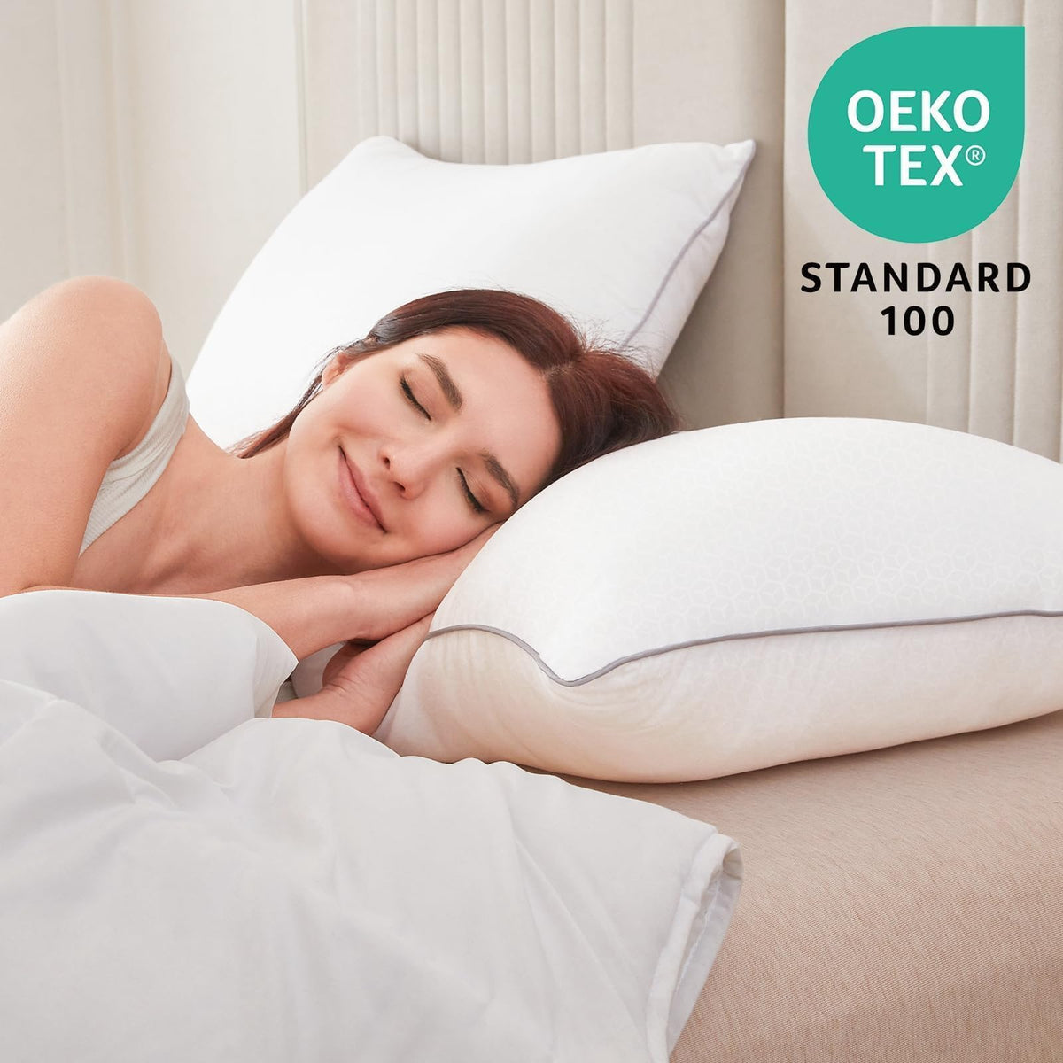Sasttie Pillows Queen Size Set of 2, Bed Pillows for Side, Back, and Stomach Sleepers - Oeko-Tex Certified Down Alternative Plump Filling - Hotel Quality and Machine Washable, 20x30 Inches, 2 Pack