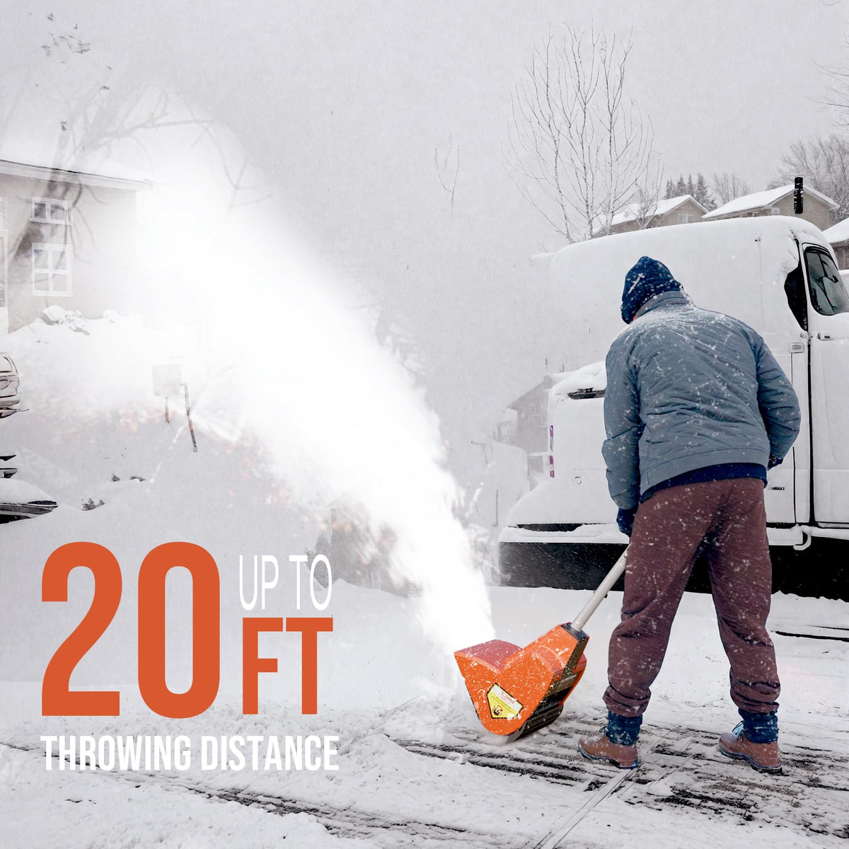 Cordless Snow Shovel, 24V | 13-Inch | 4-Ah Battery Powered Snow Blower, 400W Motor, Battery & Fast Charger Included, Electric Snow Removal for Driveways, Steps and Walkways