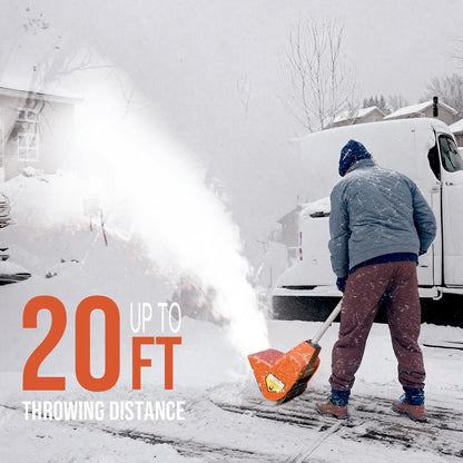 Cordless Snow Shovel, 24V | 13-Inch | 4-Ah Battery Powered Snow Blower, 400W Motor, Battery & Fast Charger Included, Electric Snow Removal for Driveways, Steps and Walkways