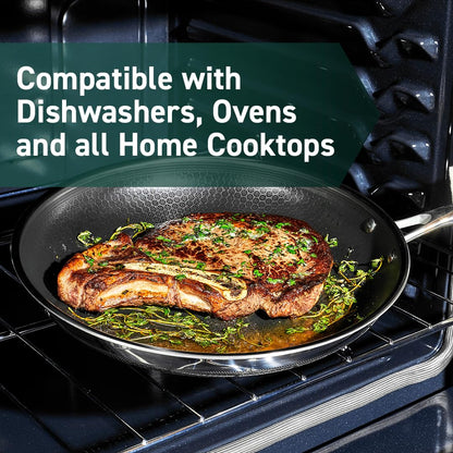 HexClad Hybrid Nonstick 12-Inch Frying Pan, Stay-Cool Handle, Dishwasher-Friendly, Oven-Safe Up to 900°F, Induction-Ready, Compatible with All Cooktops