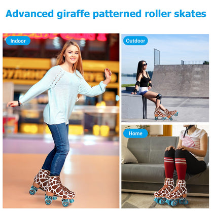 Roller Skates for Women and Girls, High-top Double Row-Classic Roller Skates for Men and Ladies, Professional for Boys/Unisex Indoor/Outdoor Adults Quad-Skates