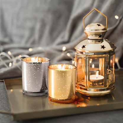 SHOWIN Thick Candle Jars for Making Candles 12 Pcs, 7 OZ Empty Jars with Wood Lids for Candle Making, Sample Container, Silver