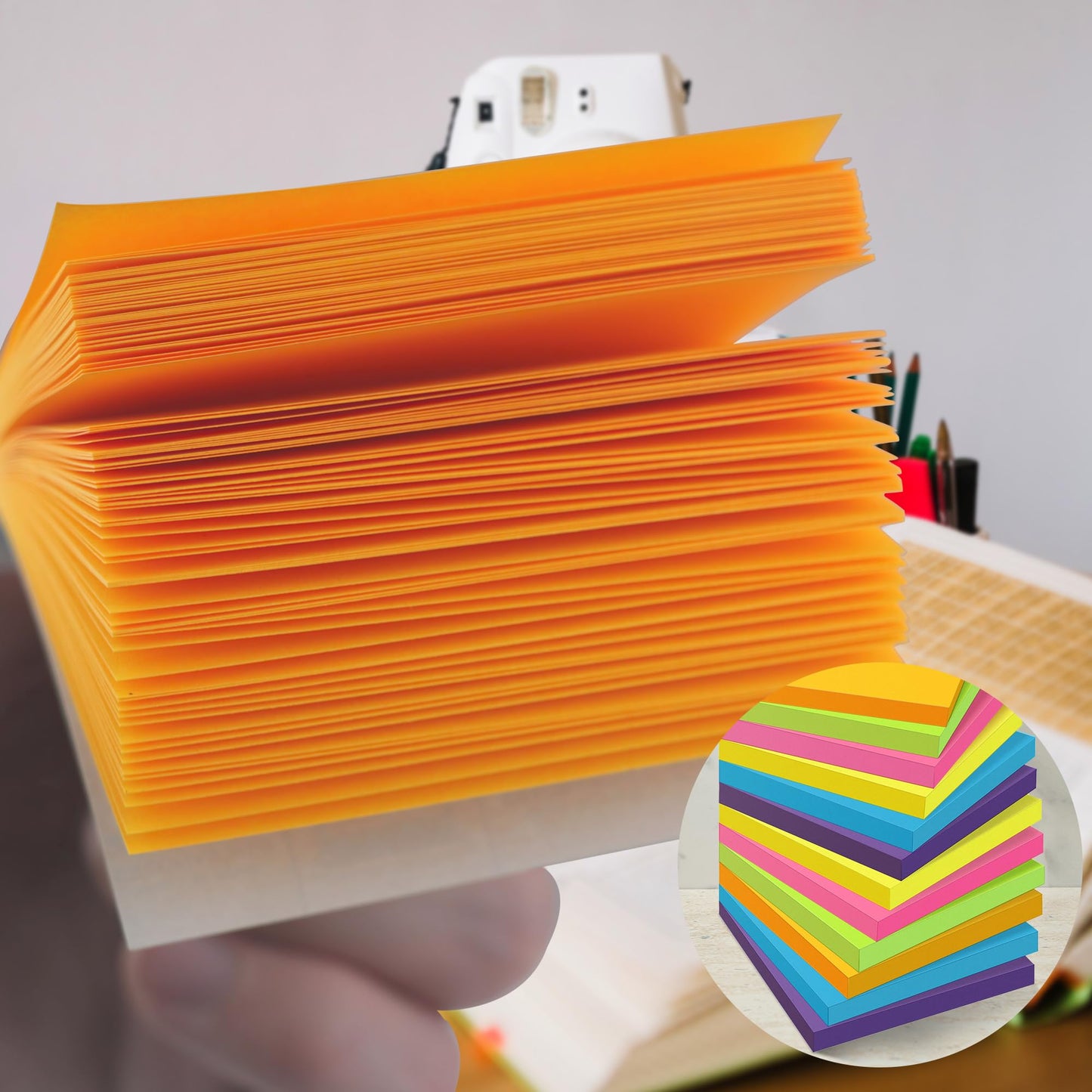 OHOME Sticky Notes - 12 Pads, 3”x3” - Colorful Self-Stick Post Notes Bulk - Office Desk Accessories | Teacher Classroom Must Haves,Aesthetic School Supplies for Home,Stocking Stuffers for Women