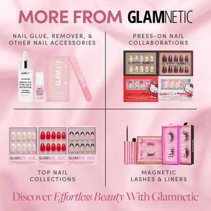 Glamnetic Press On Nails - French Peach | Super Short Round Fake Nails with Peach French Tips and Glossy Finish, Reusable Spring Nails | 15 Sizes - 30 Nail Kit with Glue