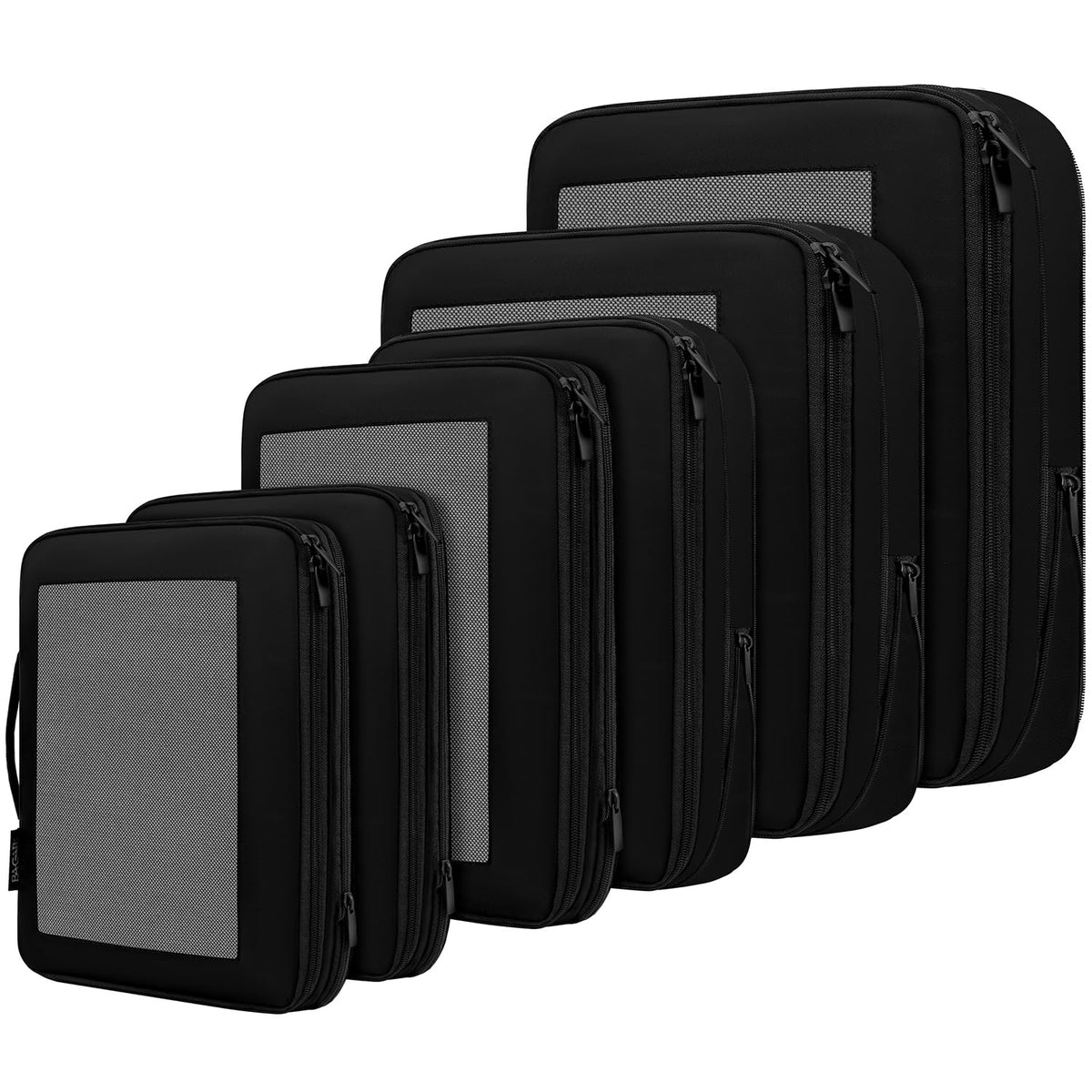 BAGAIL 4 Set/6 Set/8 Set Compression Packing Cubes Travel Accessories Expandable Packing Organizers (Square Mesh, 06-Black)
